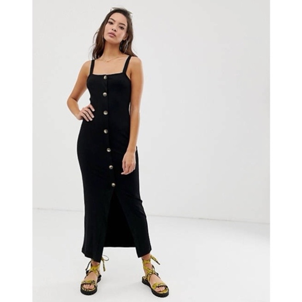 NWT ASOS faux horn button city maxi dress